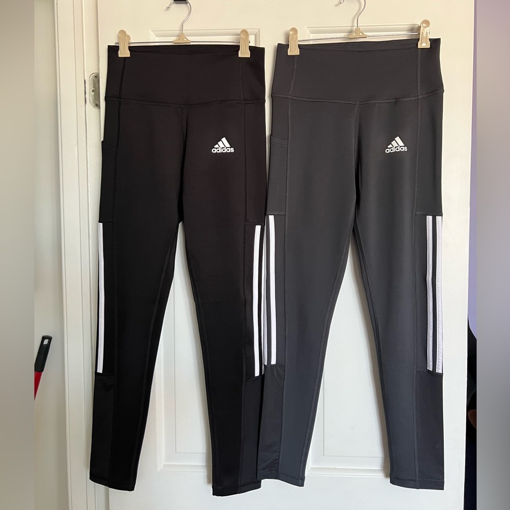 Two Pairs Adidas Black and Gray Leggings